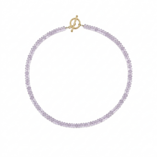 Handmade lavender amethyst necklace with natural purple gemstone beads