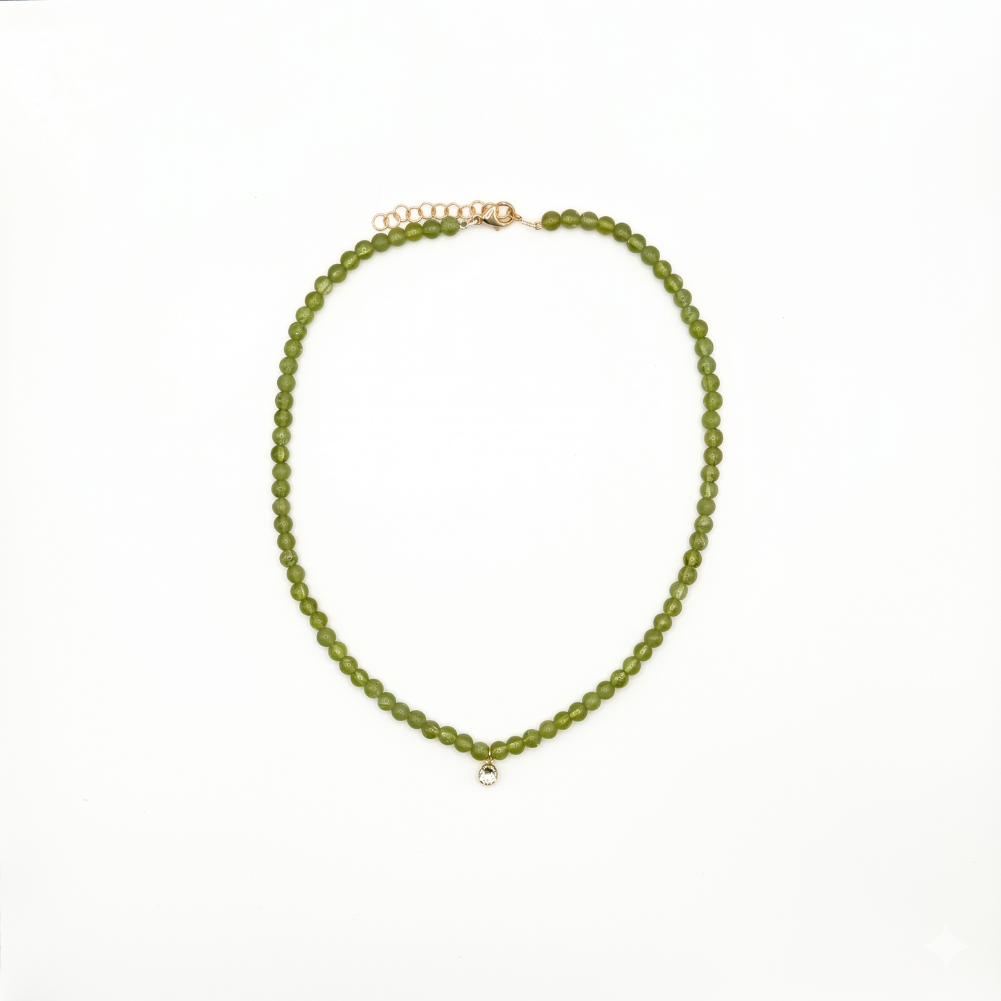 Peridot Beaded Necklace with Lemon Quartz Pear Drop