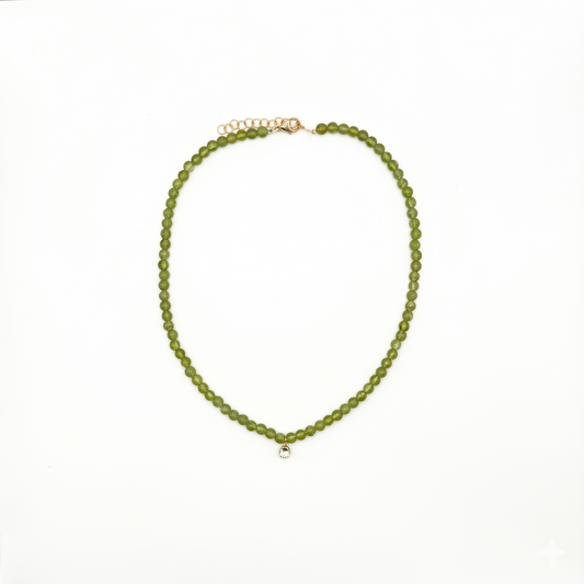 Peridot Beaded Necklace with Lemon Quartz Pear Drop