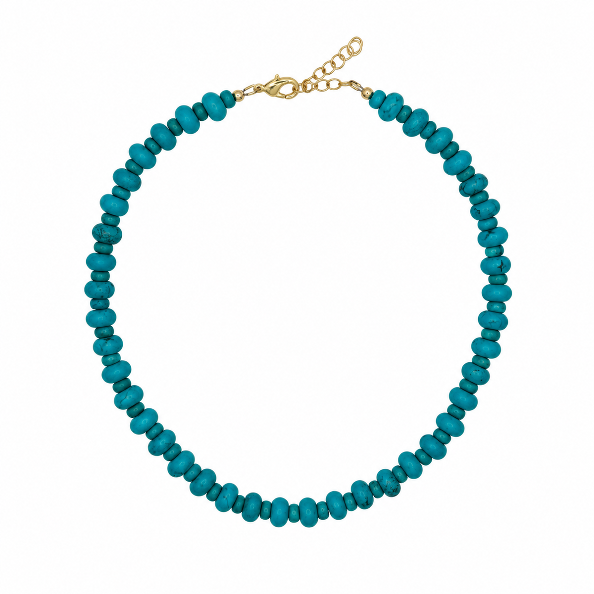 Natural turquoise beaded necklace with alternating 10mm and 6mm beads