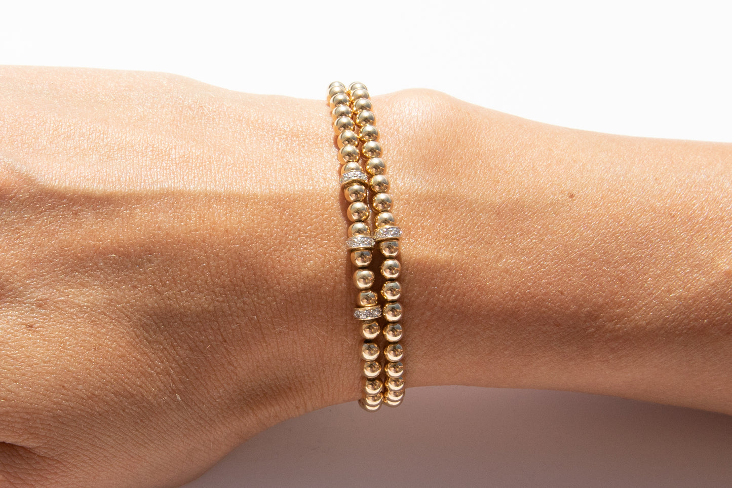 Small Gold Bracelet + Pavé Diamonds in 14k Gold (1)
