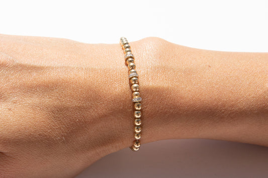 Small Gold Bracelet + Pavé Diamonds in 14k Gold (3)