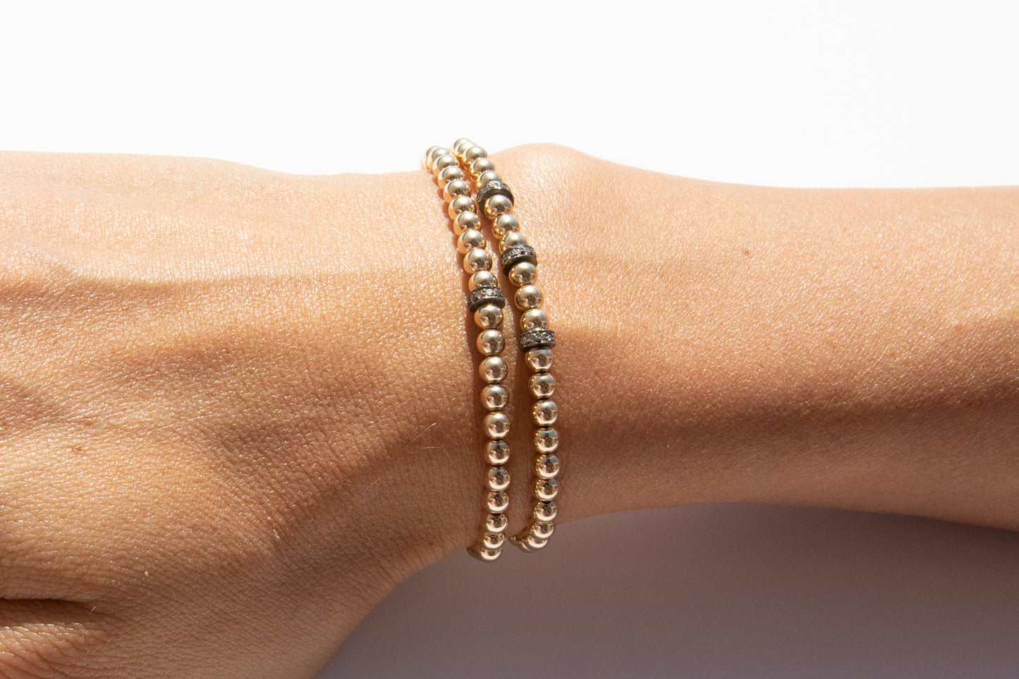 Small Gold Bracelet + Pavé Diamonds in Oxidized Silver (1)