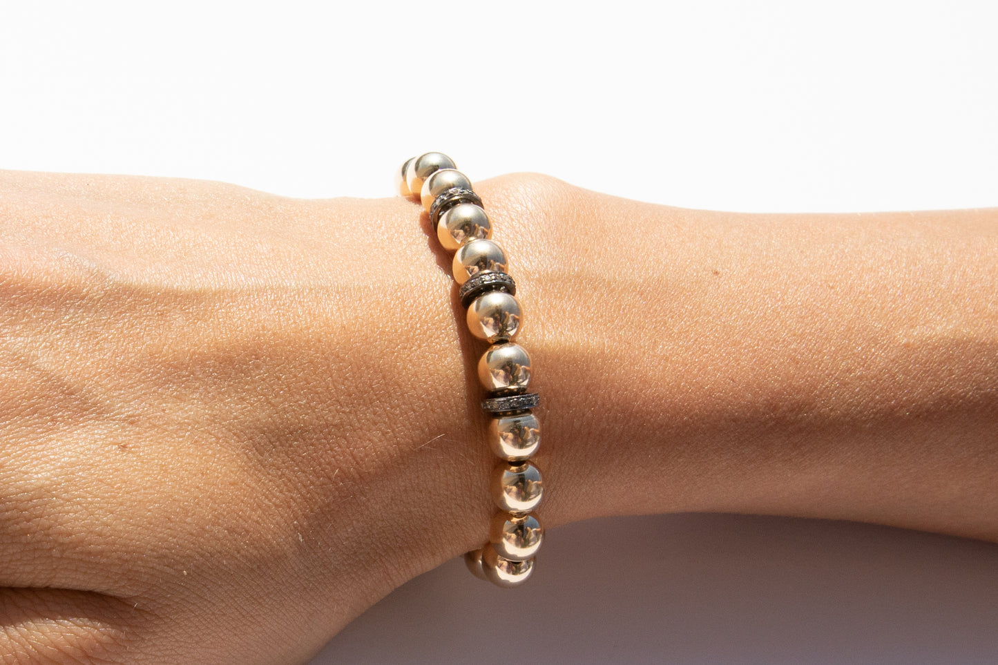 Large Gold Bracelet + Pavé Diamonds in Oxidized Silver (2 options)