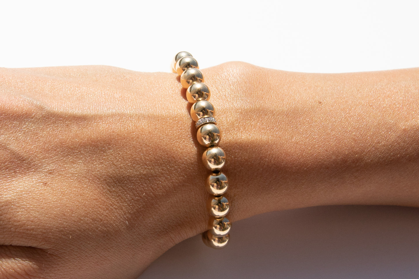 Large Gold Bracelet + Pavé Diamonds in 14k Gold (2 options)