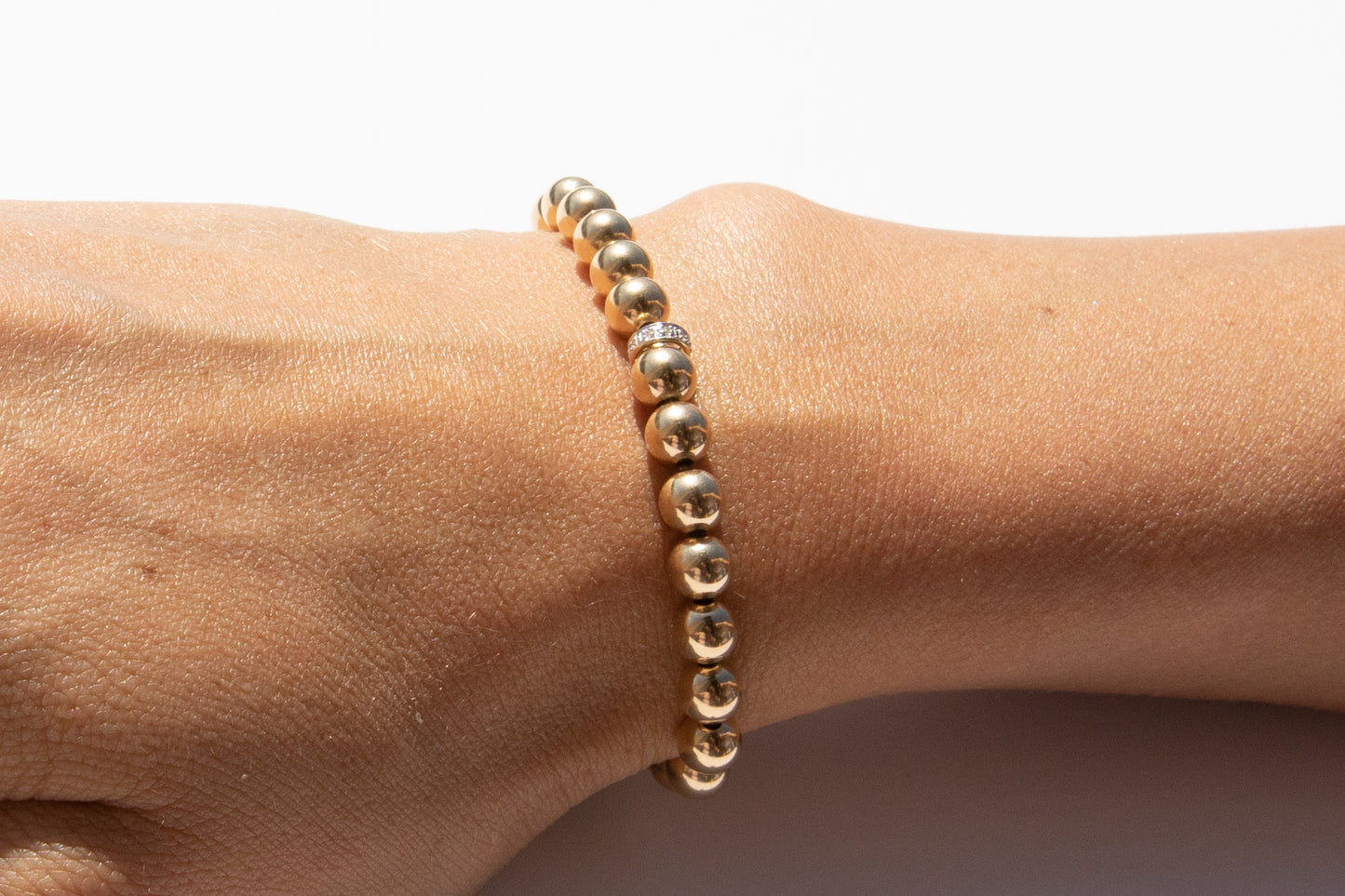 Medium Gold Bracelet + Pavé Diamonds in 14k Gold (2 options)