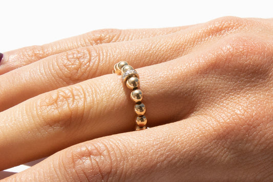 Gold Ring + Pavé Diamonds in 14k Gold