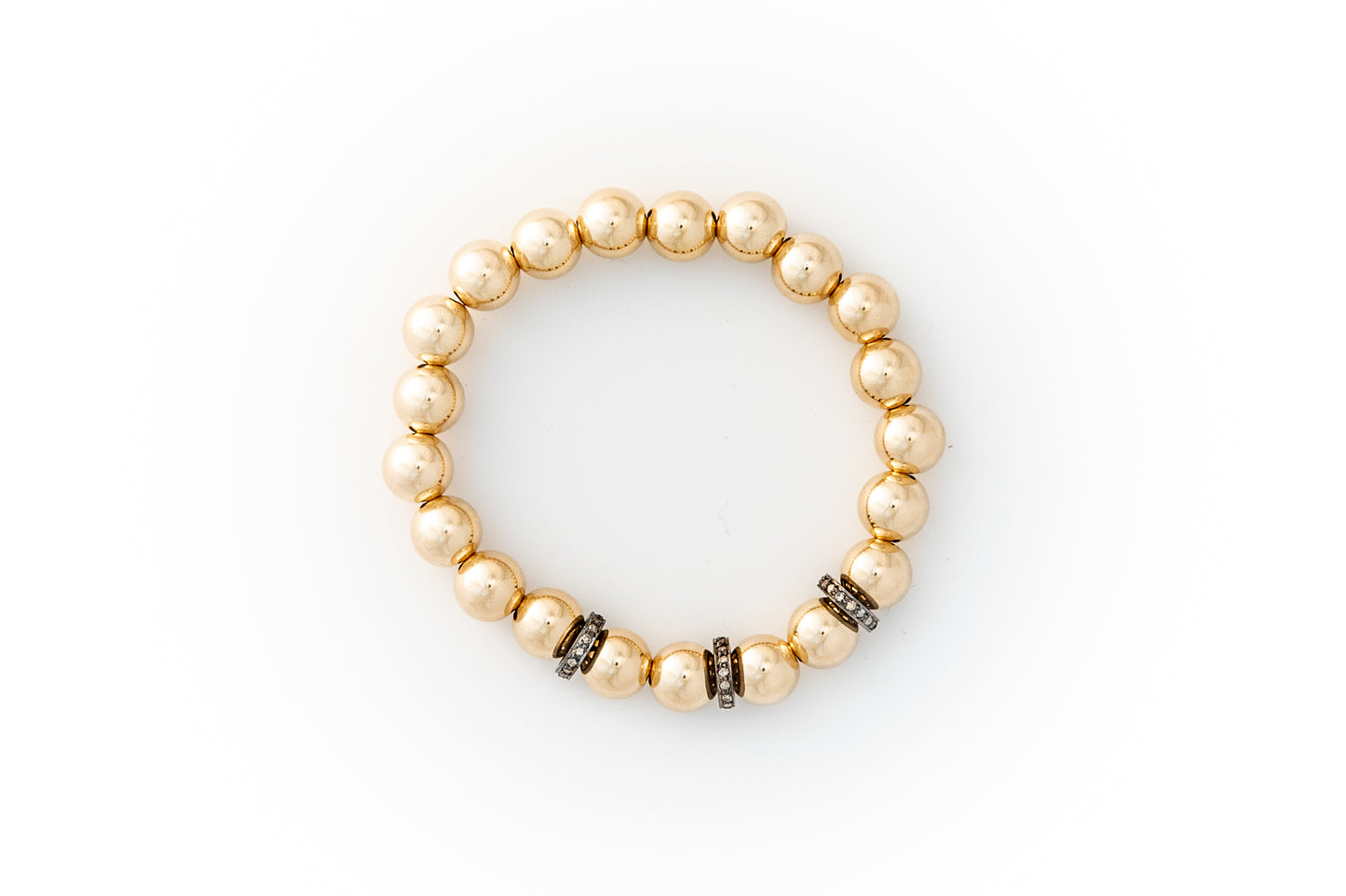 Large Gold Bracelet + Pavé Diamonds in Oxidized Silver (2 options)