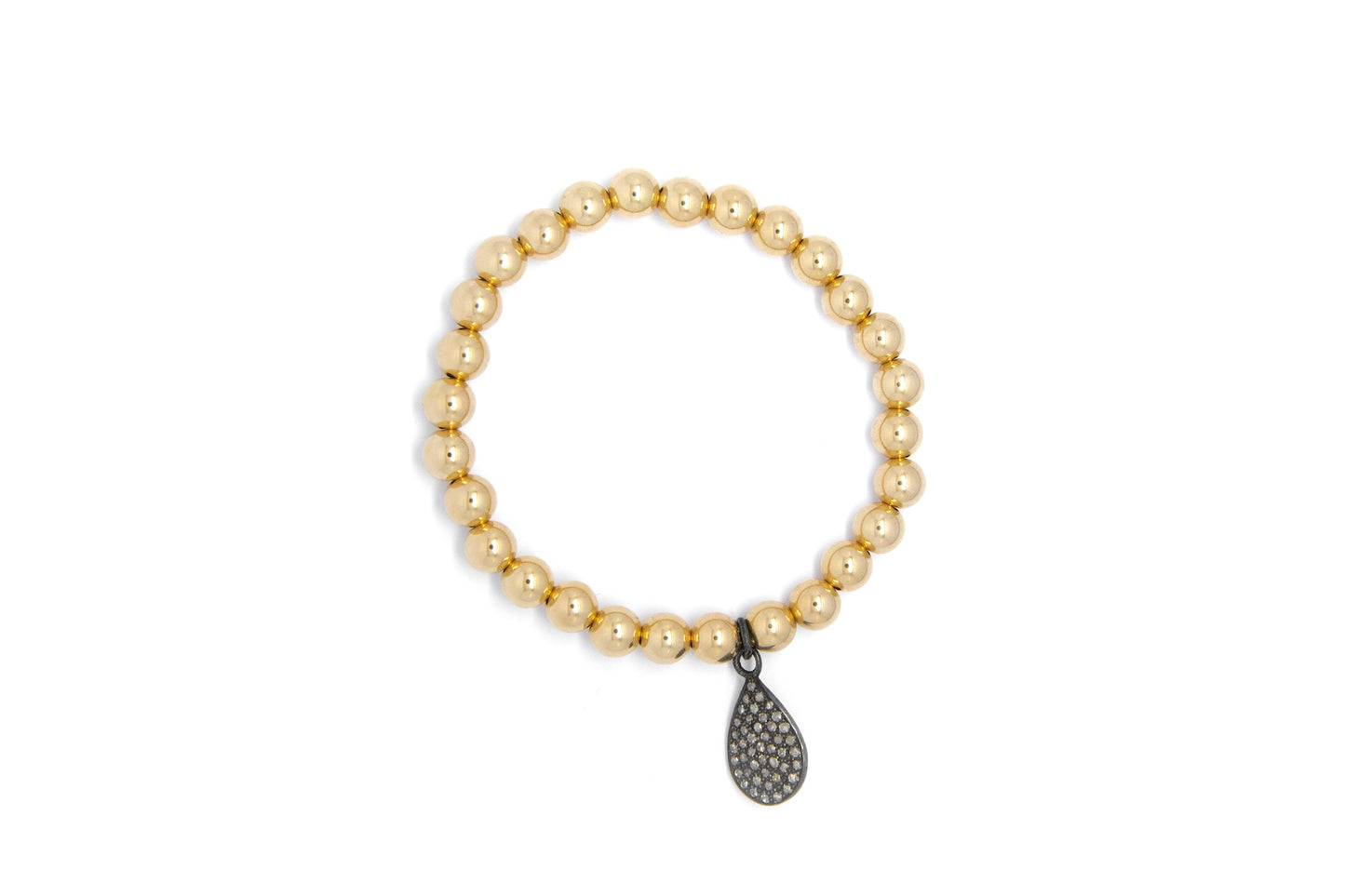 Medium Gold Bracelet + Diamond Teardrop Charm