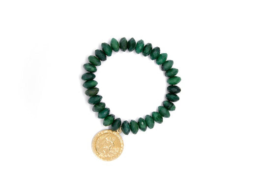 Jade + Gold St. Christopher Medallion