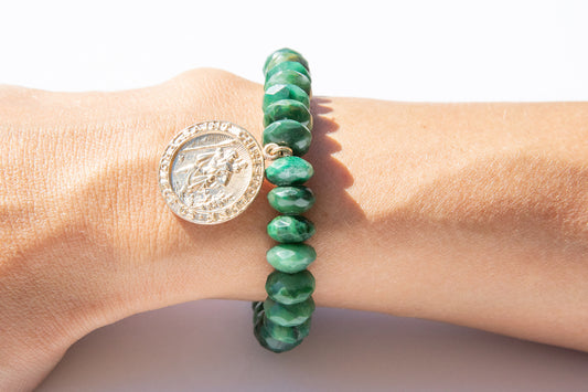 Jade + Gold St. Christopher Medallion