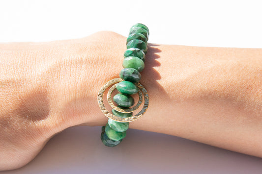 Jade + 14k Gold Circle Charms