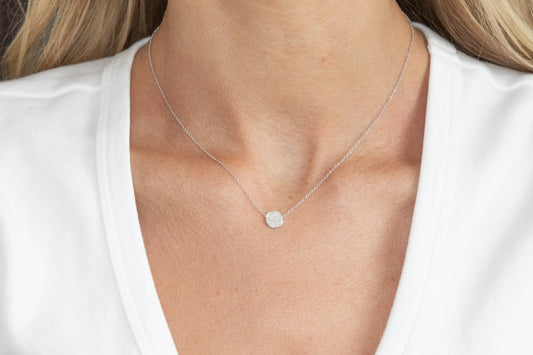 Diamond Disc Necklace 14k White Gold