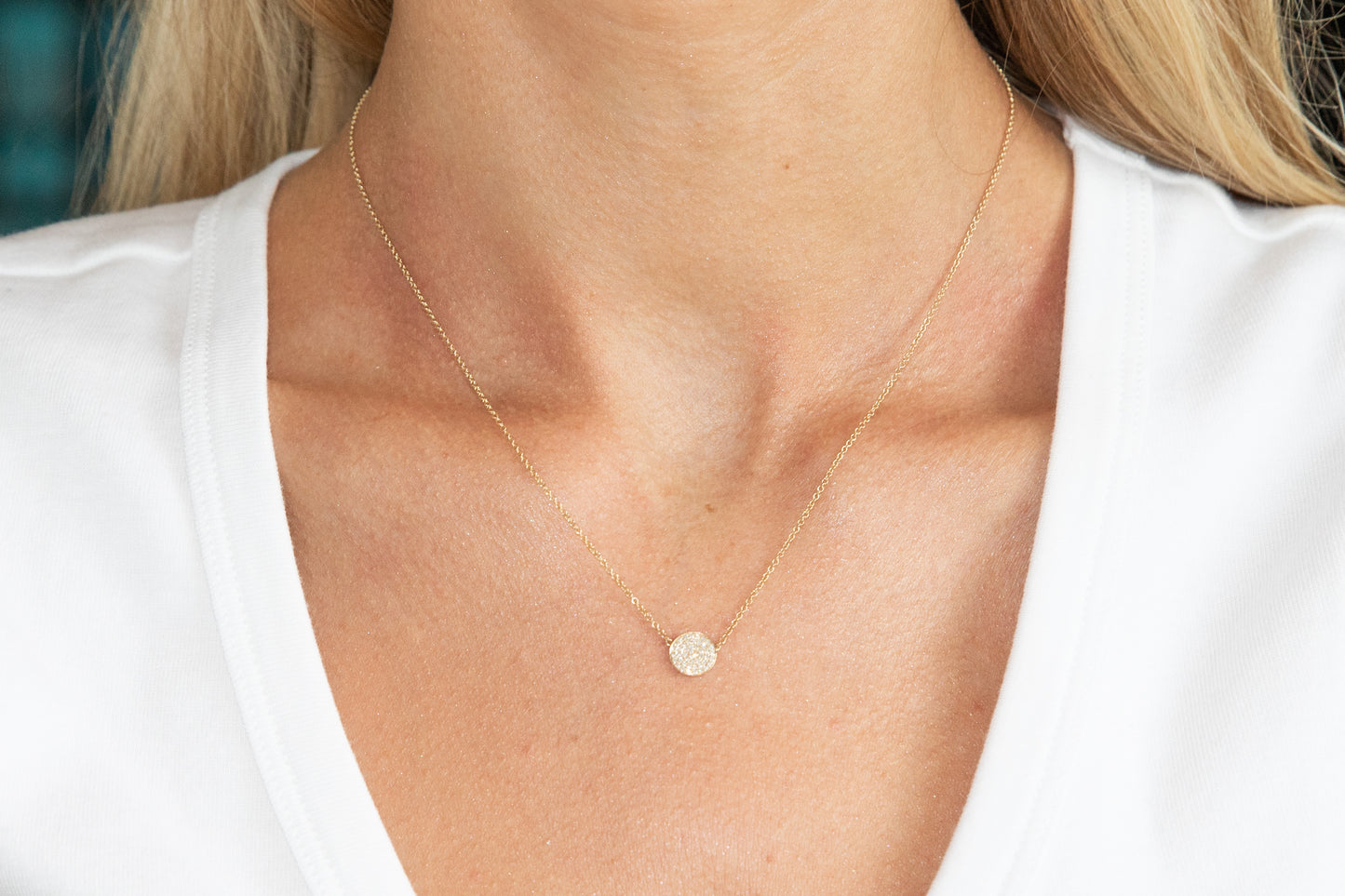 Diamond Disc Necklace 14k Yellow Gold