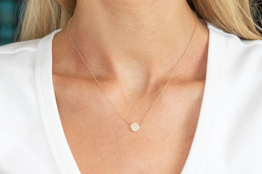 Diamond Disc Necklace 14k Yellow Gold