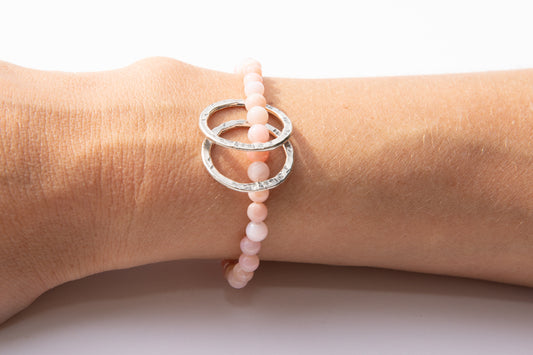 Pink Opal w/ Sterling Silver Circle Charms