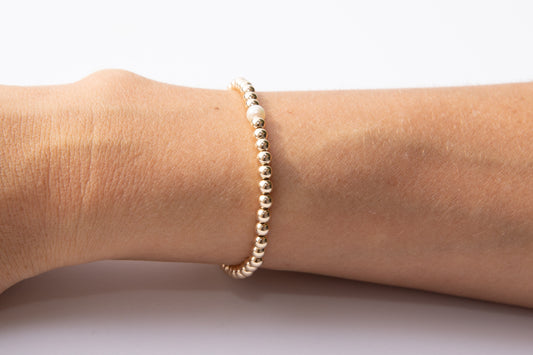 Small Gold Bracelet w/ Pearl Center