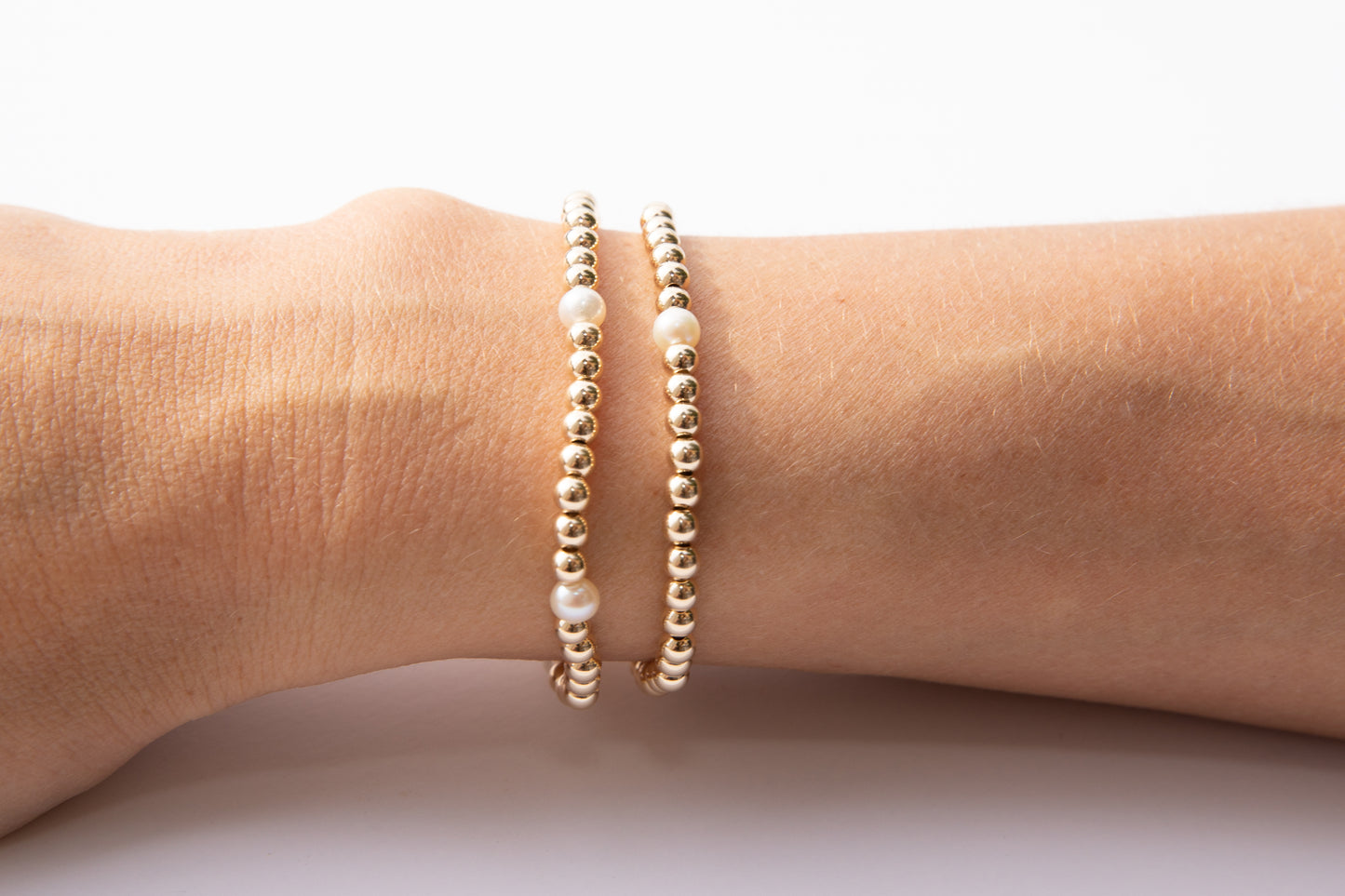 Small Gold Bracelet w/ 5 Pearls