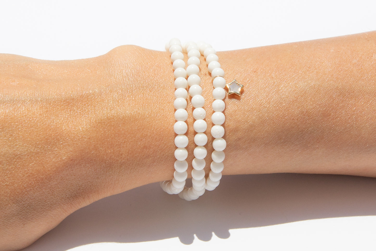 White Coral Set w/ 14k Gold Mini Charm