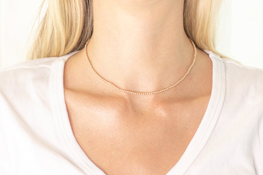 Gold Beaded Choker Necklace