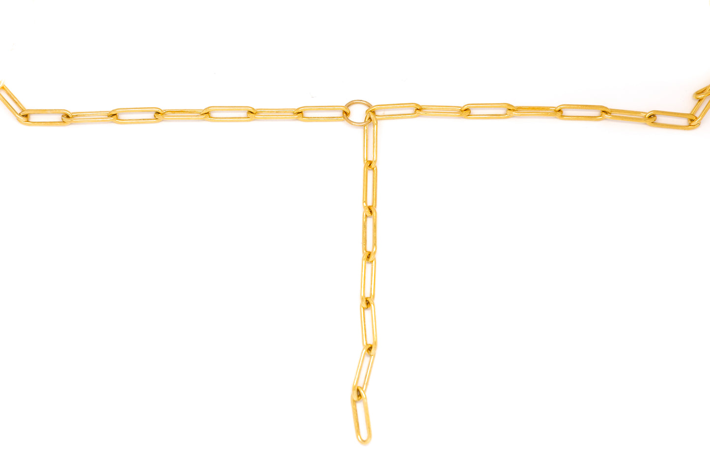 Small Gold Oval Link Chain Lariat Necklace