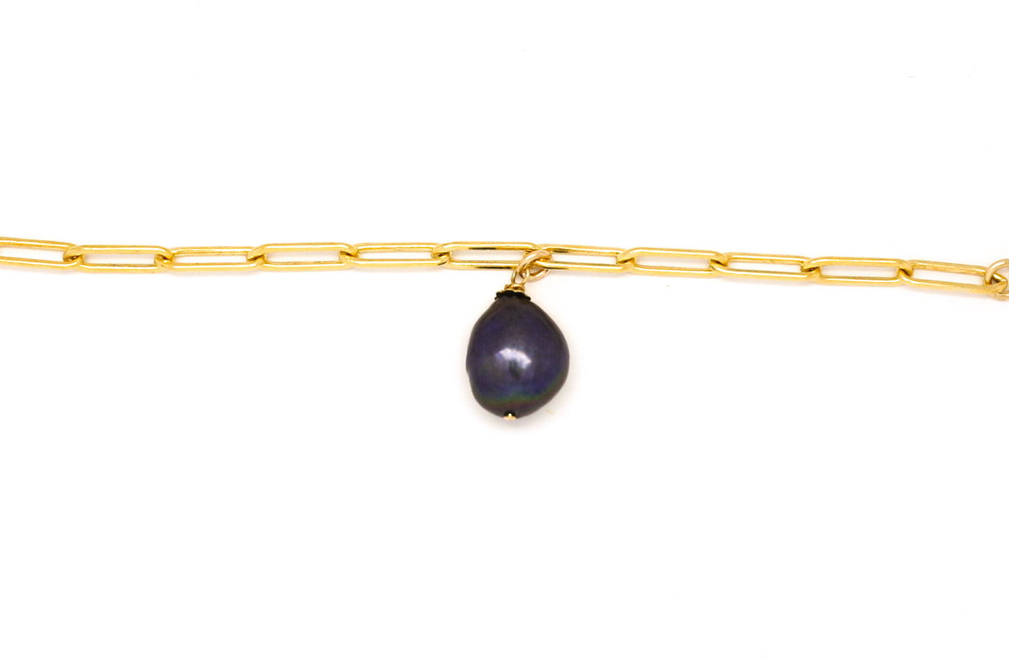 Small Oval Link Chain Bracelet + Freshwater Pearl