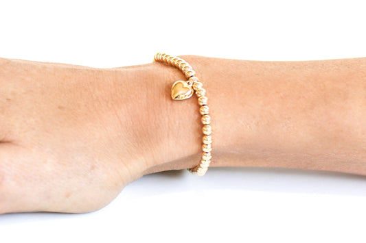 Small Gold Bracelet with Gold Heart Charm