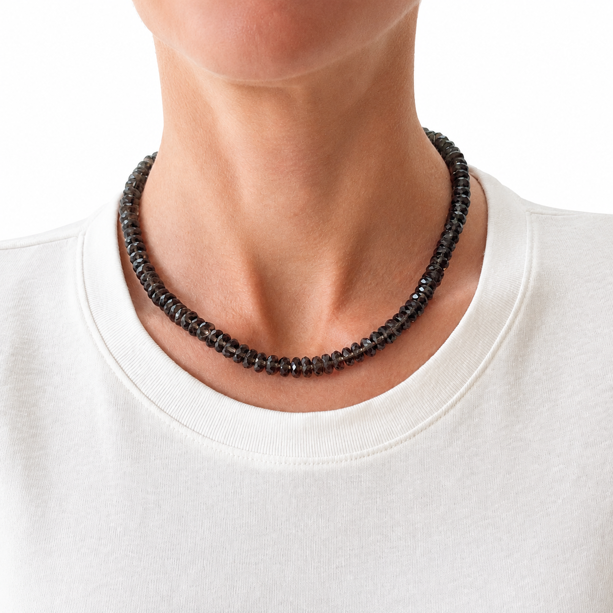 Faceted Smoky Quartz Beaded Necklace