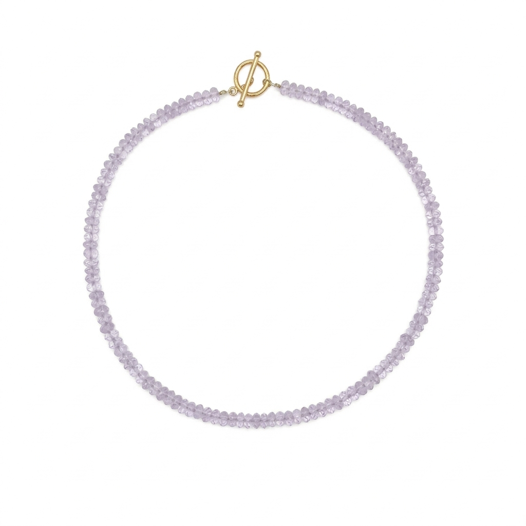 Handmade lavender amethyst necklace with natural purple gemstone beads