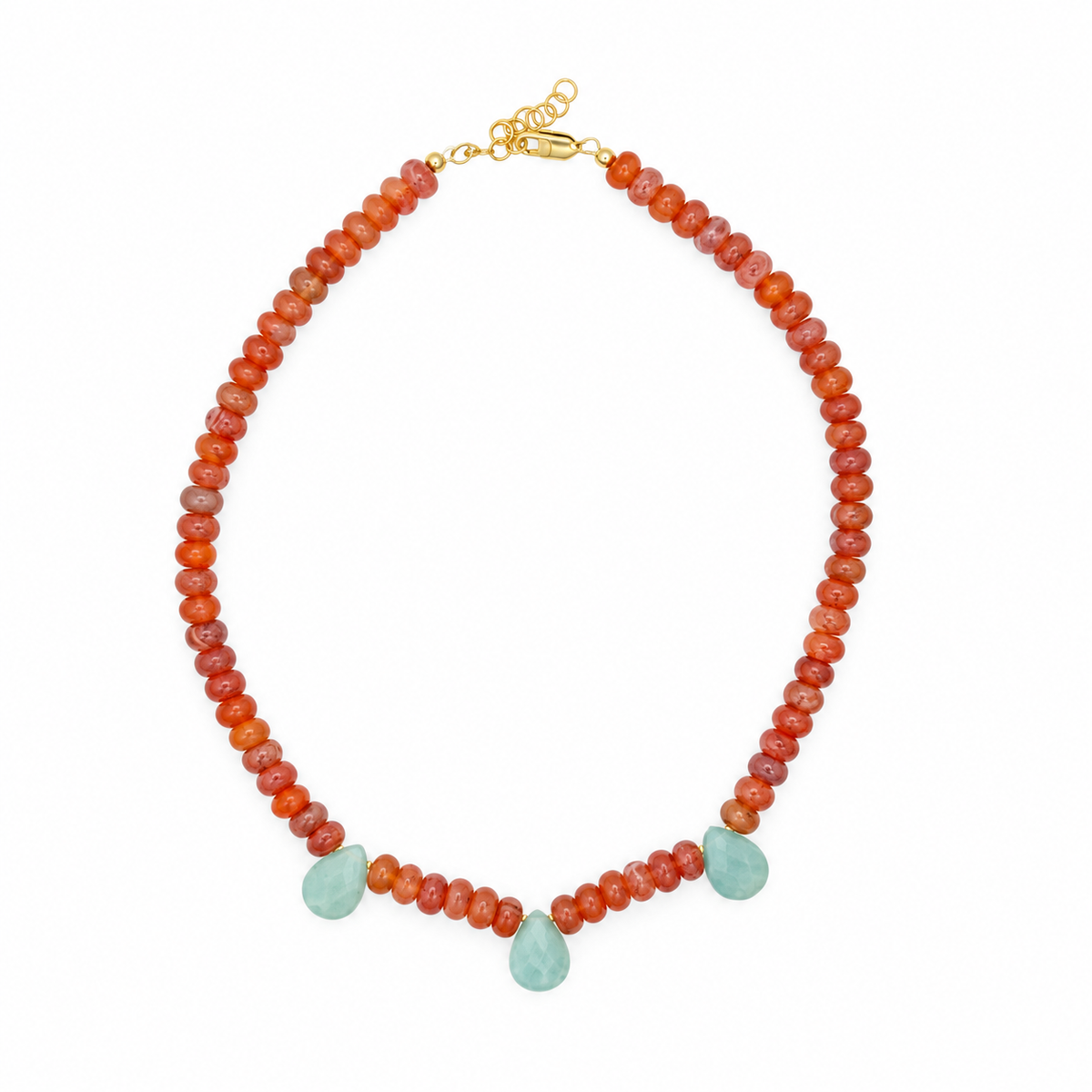 Fire Agate Beaded Necklace with Calcite Drops