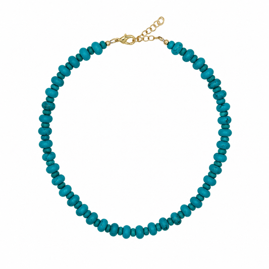 Natural turquoise beaded necklace with alternating 10mm and 6mm beads
