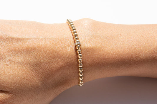 Small Gold Bracelet + Pavé Diamonds in 14k Gold (1)