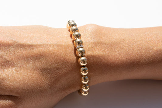 Large Gold Bracelet + Pavé Diamonds in 14k Gold (2 options)