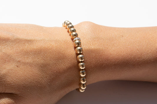 Medium Gold Bracelet + Pavé Diamonds in 14k Gold (2 options)