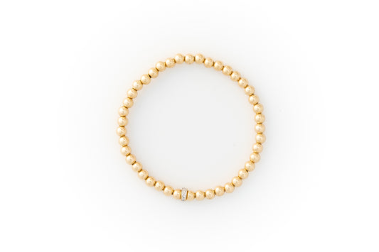 Small Gold Bracelet + Pavé Diamonds in 14k Gold (1)