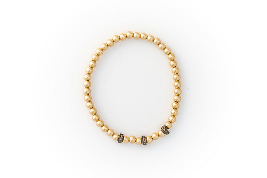 Small Gold Bracelet + Pavé Diamonds in Oxidized Silver (3)