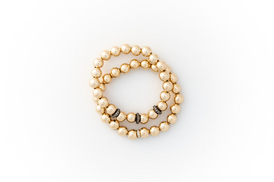 Large Gold Bracelet +  Pavé Diamonds in Oxidized Silver (2 options)