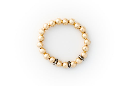 Large Gold Bracelet +  Pavé Diamonds in Oxidized Silver (2 options)