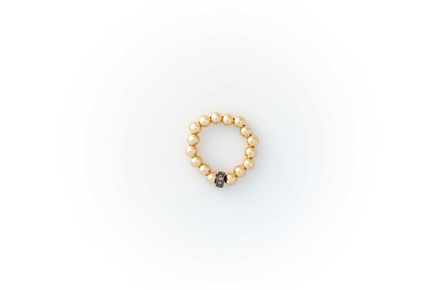 Gold Ring + Pavé Diamonds in Oxidized Silver