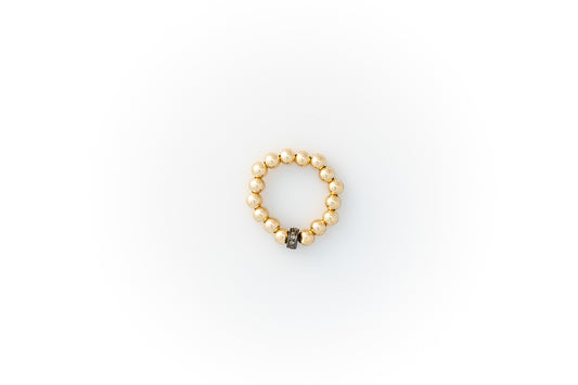 Gold Ring + Pavé Diamonds in Oxidized Silver
