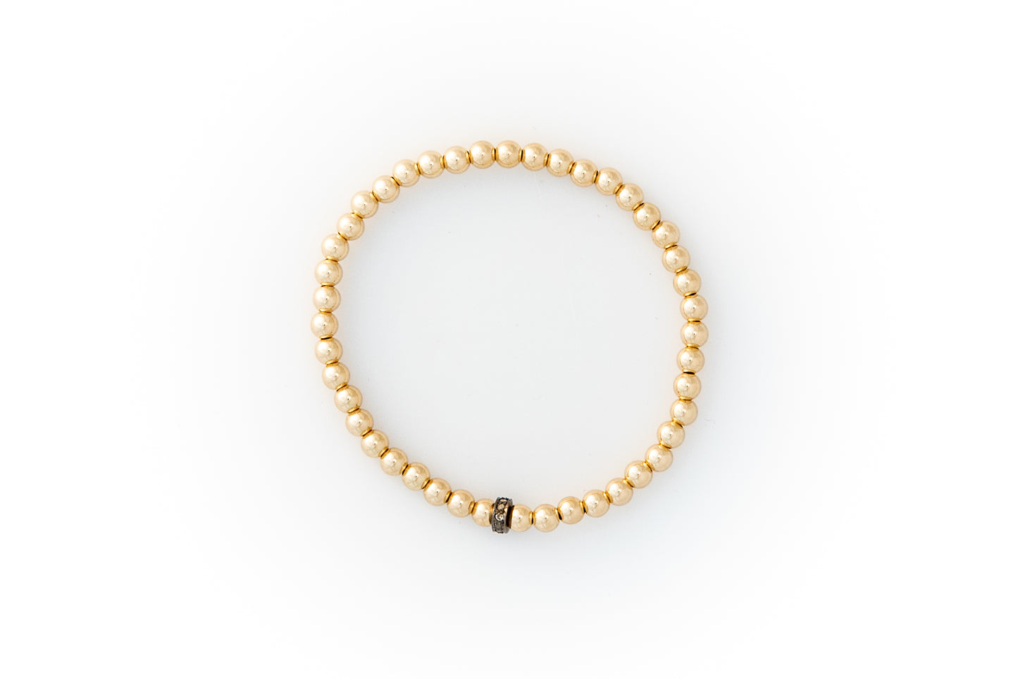 Small Gold Bracelet + Pavé Diamonds in Oxidized Silver (1)
