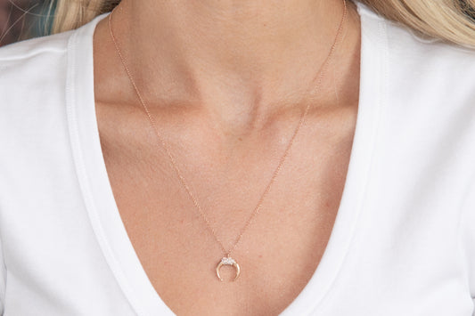 Diamond Horn Necklace 14k Rose Gold
