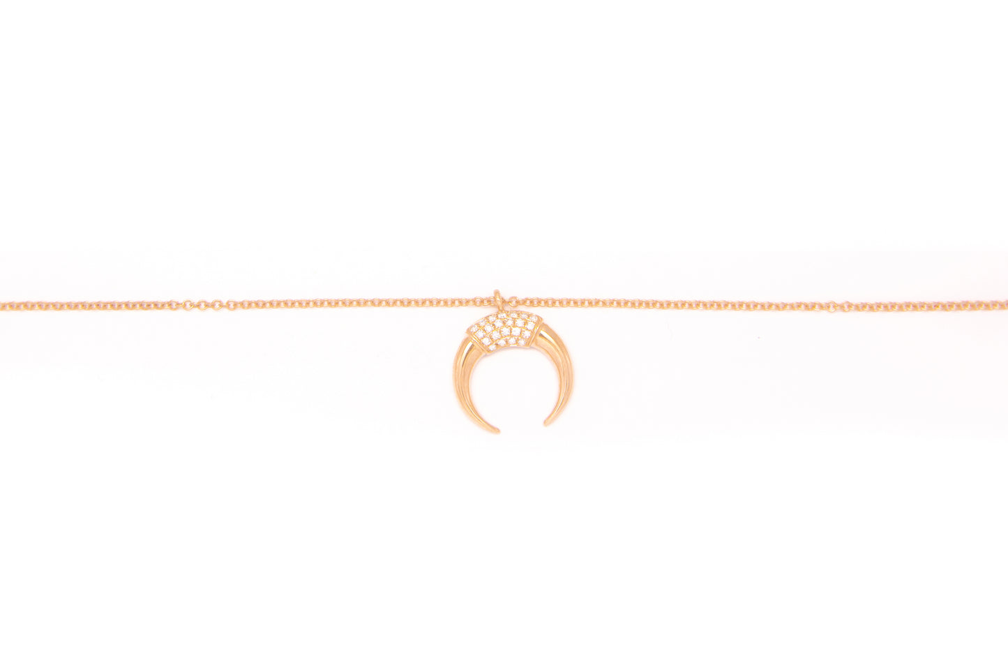 Diamond Horn Necklace 14k Rose Gold