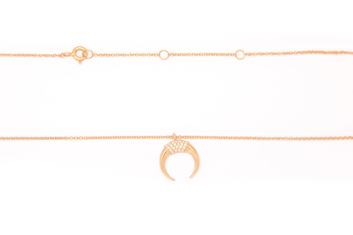 Diamond Horn Necklace 14k Rose Gold