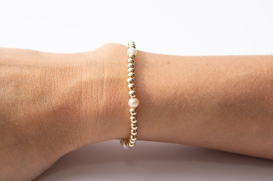 Small Gold Bracelet w/ 5 Pearls