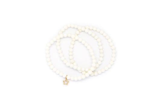 White Coral Set w/ 14k Gold Mini Charm