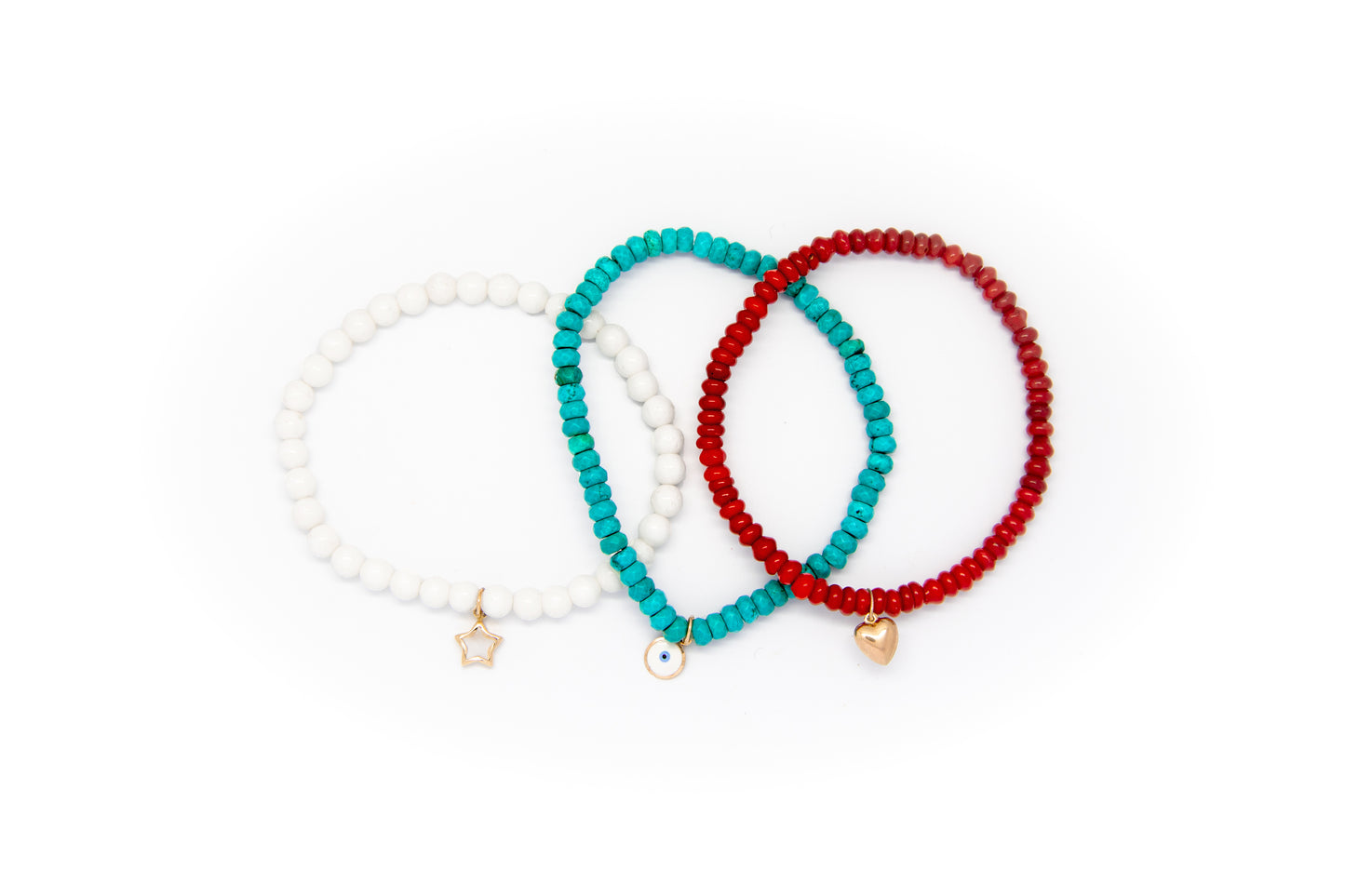 White Coral Set w/ 14k Gold Mini Charm
