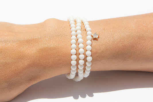 White Coral Set w/ 14k Gold Mini Charm