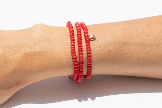 Red Coral Set w/ 14k Gold Mini Charm