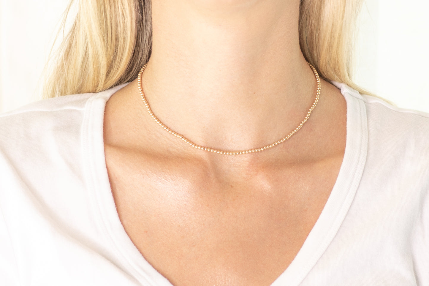 Gold Beaded Choker Necklace